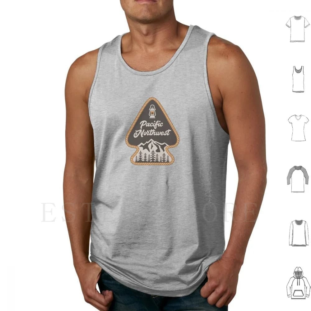 Pacific Northwest Arrowhead Badge Tank Tops Vest Cotton Camping Camping Life I Love Camping Camp Life Wanderlust Pnw Pacific