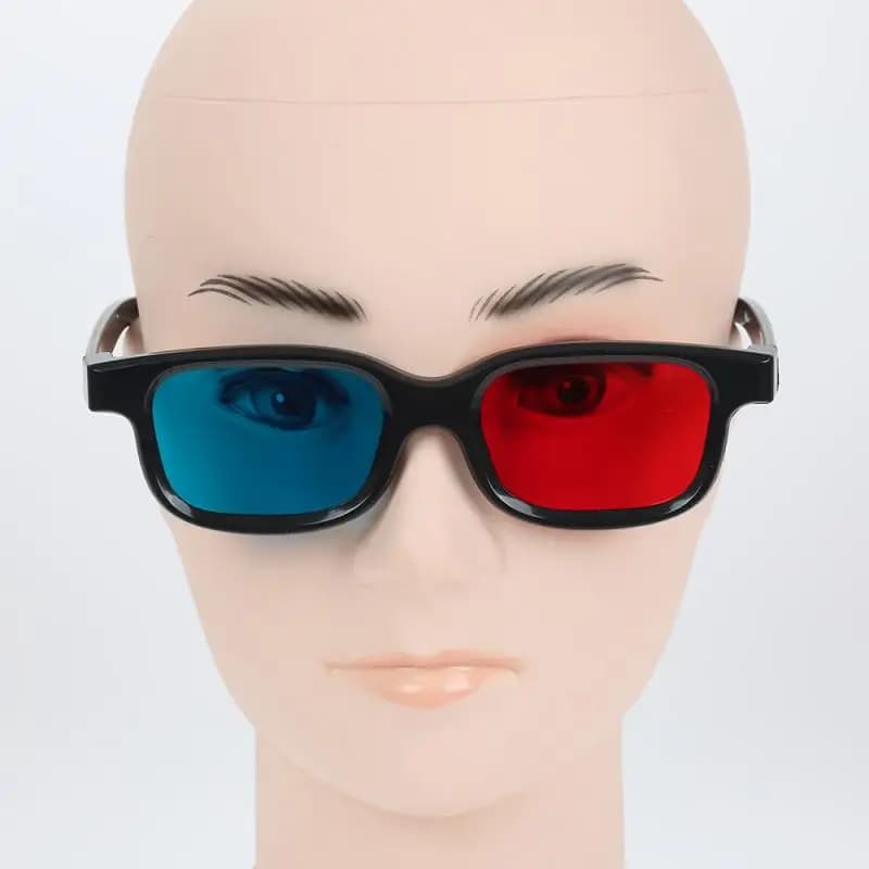 Occhiali in plastica 3D universali Cornice rossa blu nera per gioco DVD di film TV anaglifi dimensionali