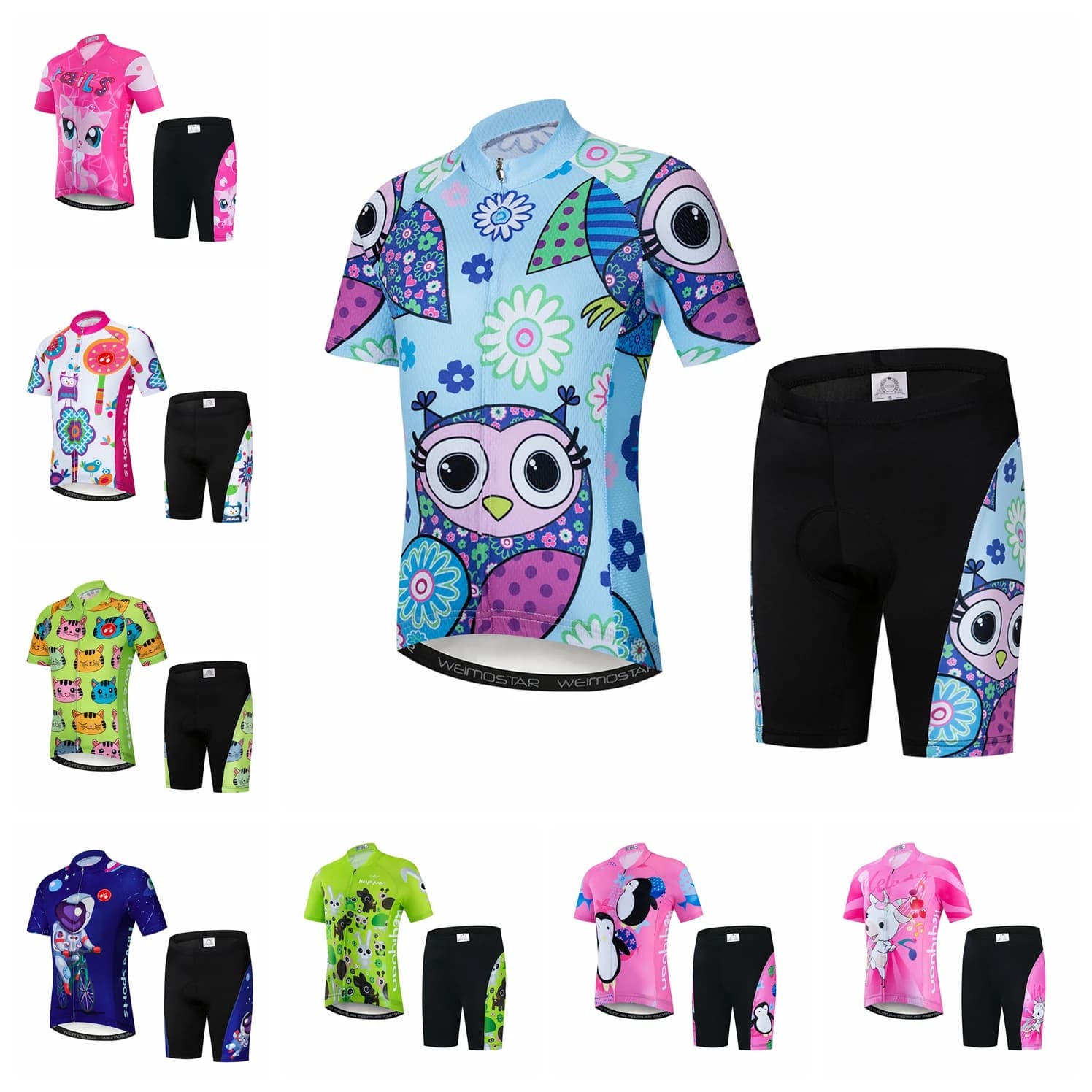 Cycling Shorts for Kids Bike Set for Kids Road Mountain MTB Cycling Maillot Ropa Cycling Top shirt suit Boy Girl Blue Pink