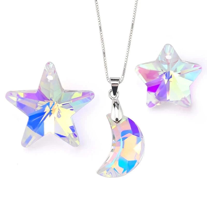 Best Quality Crystal Moon&Star Beads Glass Star Pendant Crystal Charms Rhinestones for Earring Necklace DIY Jewelry Accessories