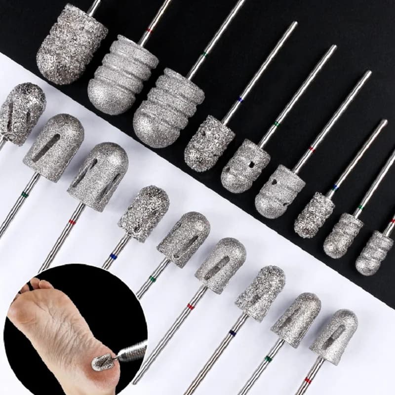 80/120 # Nail Drill Tip Diamond Pedicure Enamel Foot Callo Carpet T-shirt for cuticles Burr Manicure Accessories Milling Electric Lima