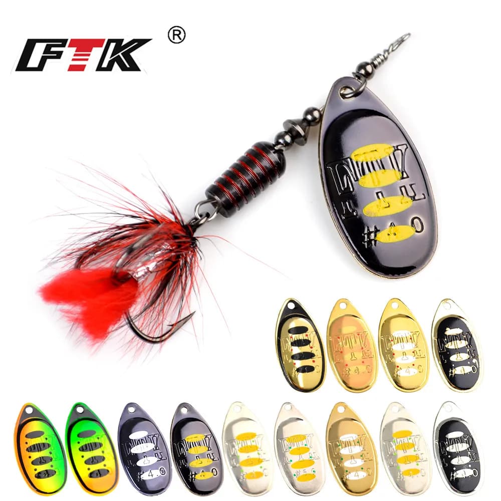 1 pz Spinner Bait Cucchiaio Esche Richiamo di Pesca In Metallo 13 colori 7.5g 12g 17.5g Luccio Bass Esca Dura Con Piuma Treble Ganci 1 #