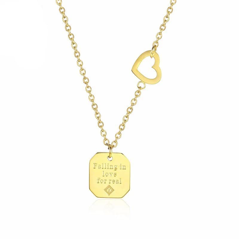 Collana cava a forma di cuore con forma geometrica in acciaio inossidabile Collana semplice di gioielli femminili per San Valentino Regala il suo regalo speciale