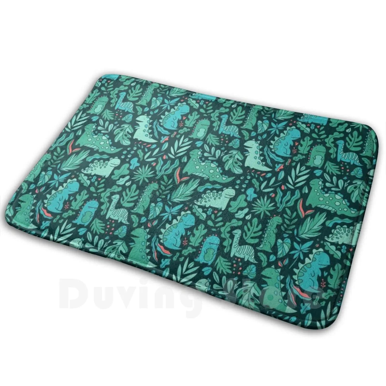 Simpatici dinosauri e foglie tropicali Tappeto Tappeto Tappetini antiscivolo Camera da letto Foglie Dinosauro Animale Mostro Dino selvaggio