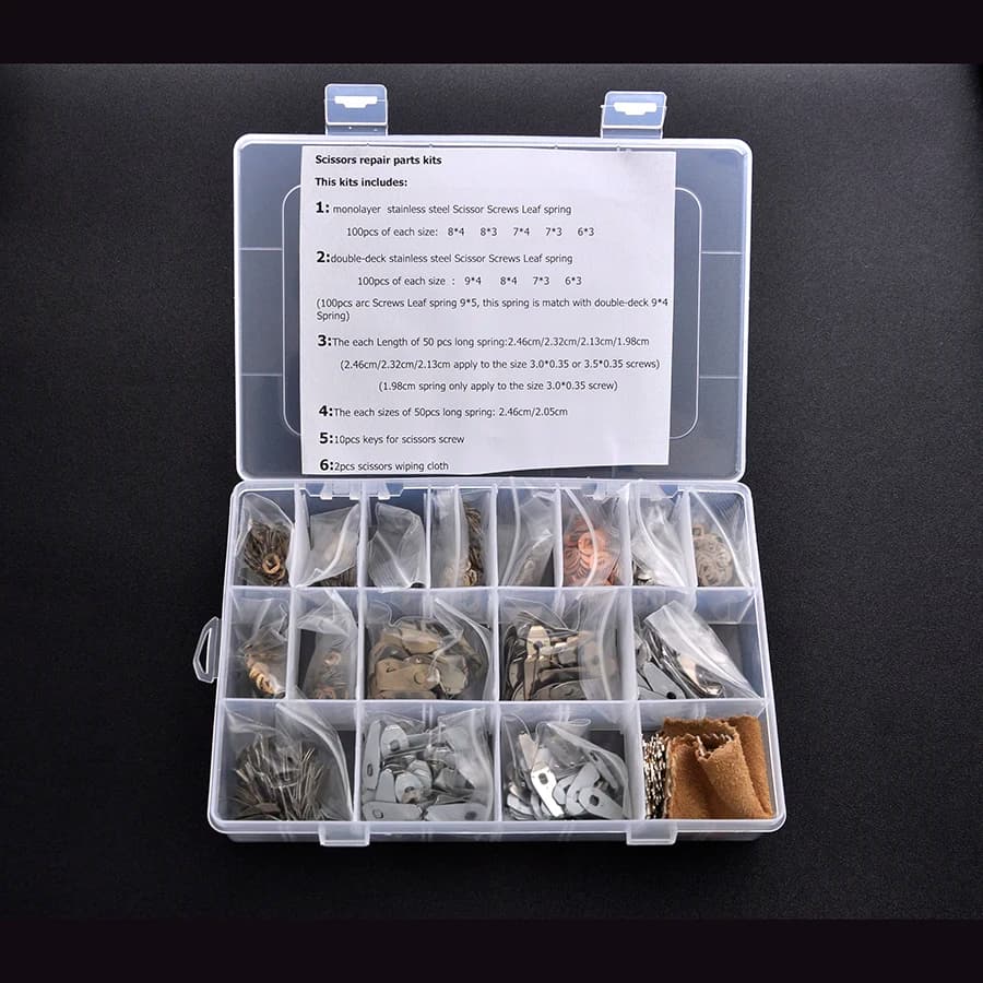 Barber use 1 box hair scissor parts Scissors Repair kits accessories including Leaf spring /keys for scissors screw/wiping cloth