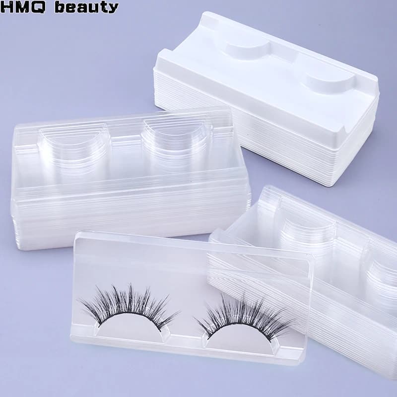 Wholesale Price 20 pcs Eyelash White Plastic Trays 25mm Visone Tray Tray Holder Vacuum Rectangle Eyelash Trays