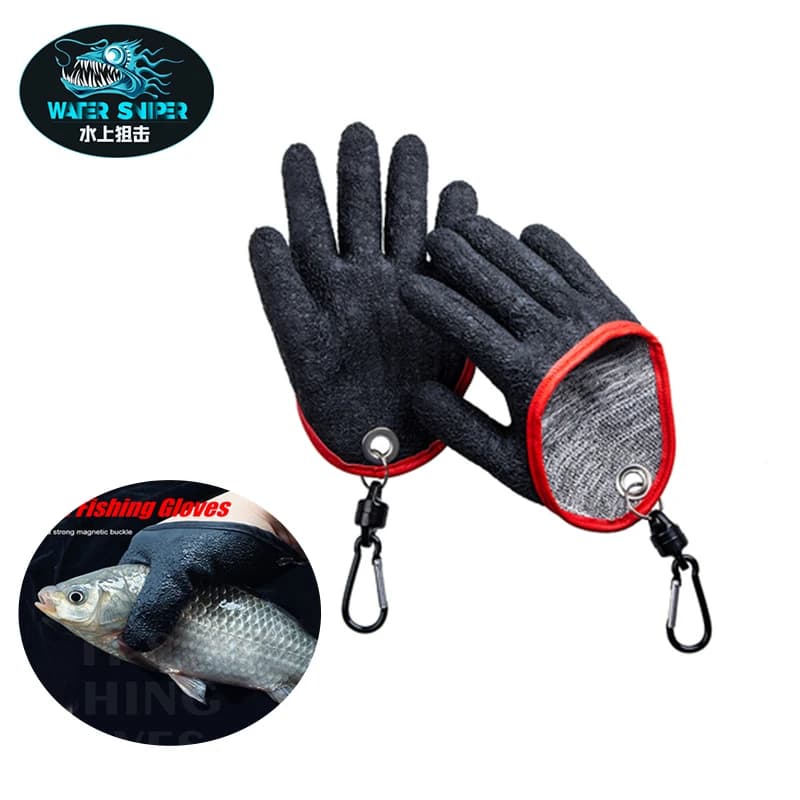 Guanti da pesca da cecchino d'acqua lattice cattura pesce antiscivolo guanto impermeabile Fishman attrezzi da pesca all'aperto con rilascio magnetico