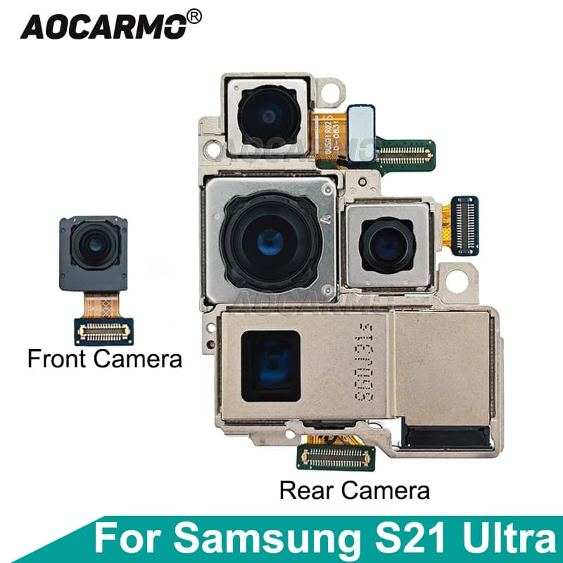 Aocarmo Per Samsung Galaxy S21 Ultra S21U Fronte Viso Selfie Indietro Ultra Grandangolare Teleobiettivo Spazio Zoom Modulo Fotocamera Cavo Della Flessione
