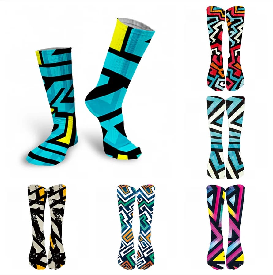 Calzini 3D Cool Doodle stampa moda Trend Hip Hop coscia calzini alti colorati felici divertenti Harajuku cotone calzini lunghi caldi