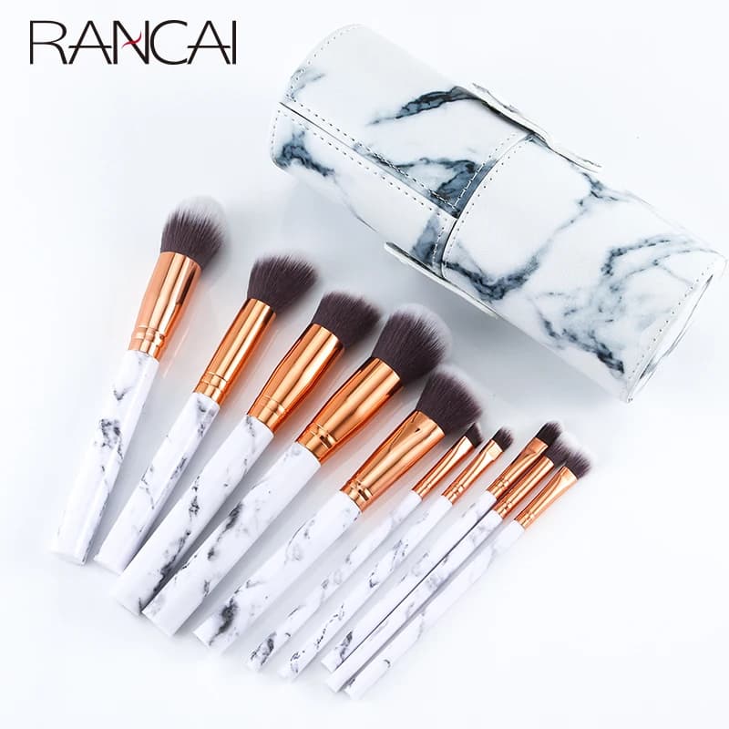 Professional 10 Pieces of Morbid Makeup Brushes Base Products In Powder Umbrella Beauty Brush Marmo Make Up Tools with Cylinder