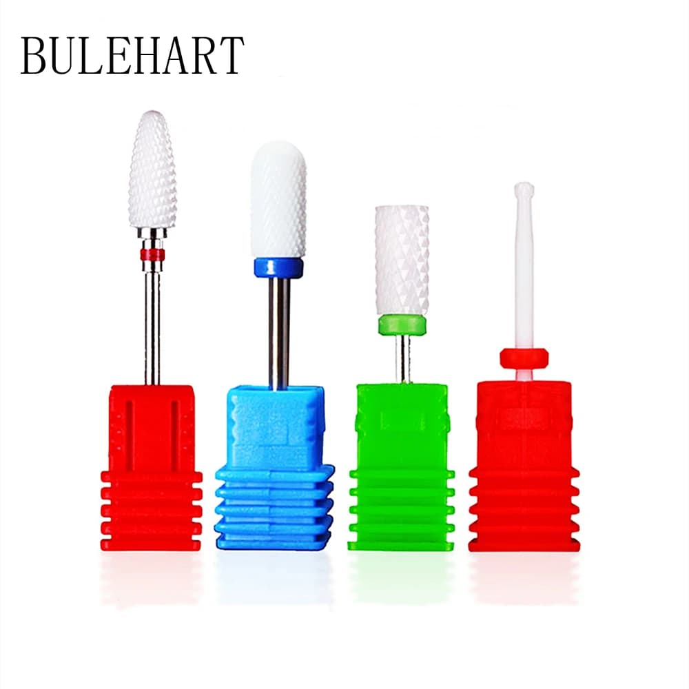 Frese per ceramica da 4 pezzi per manicure, rimuovi smalto gel cuticole punte da trapano per unghie strumenti per pedicure