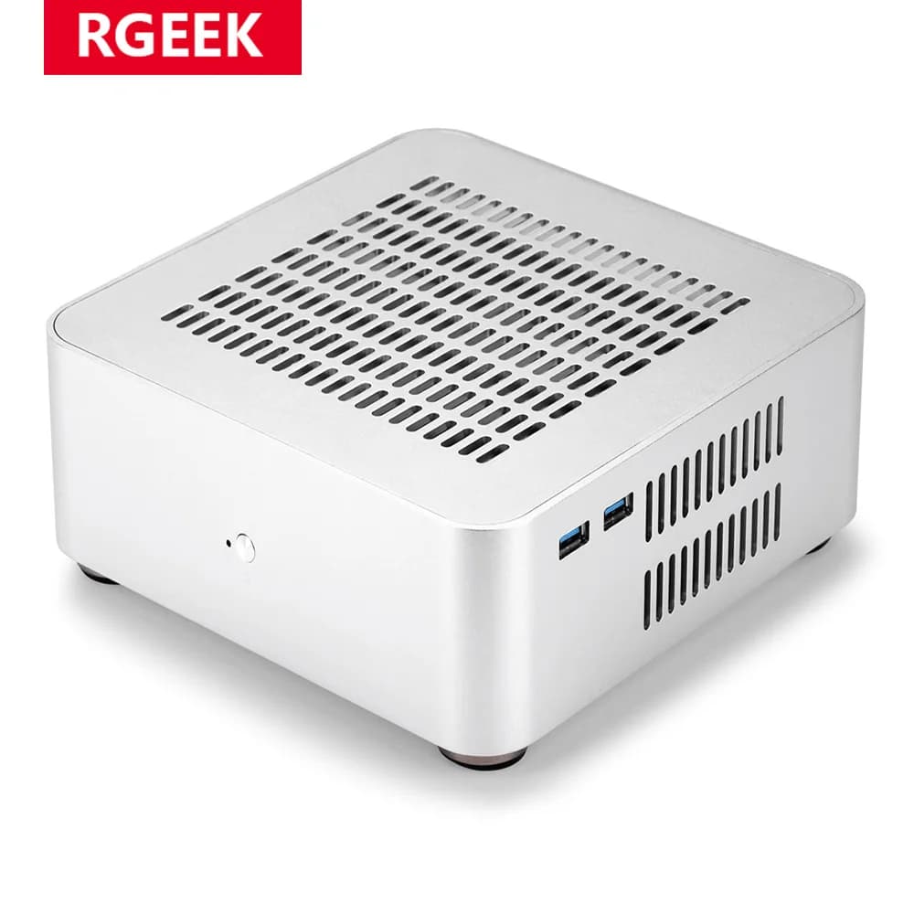 RGEEK L80S All Aluminum Frame Case for Computer Desktop Small PSU HTPC Mini-ITX Case for PC with power supply