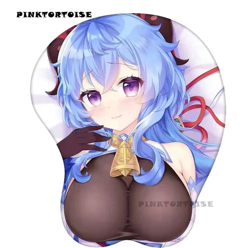 PINKTORTOISE ANIME Ganyu 3D poggiapolsi tappetino per mouse tappetino antiscivolo 3D carino tappetino per mouse per PC portatile
