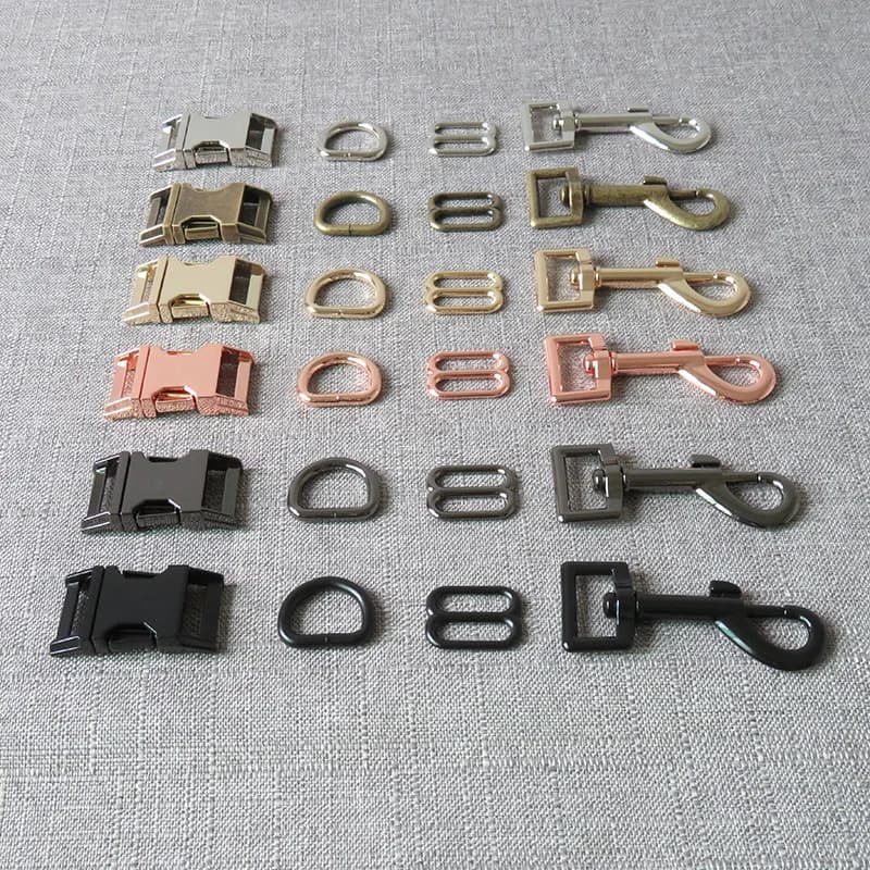 1 set/lotto Cinghie di metallo Slider D Anelli Rilascio Fibbia della cintura Moschettone Chiusura per collare per cani da compagnia Guinzaglio Cablaggio Accessori per cucire