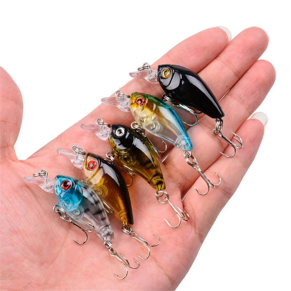 1 pz 3.5g 4.5 cm acqua superiore Mini manovella bionica esca dura ciprinidi Wobbler richiamo di pesca Swimbait con gancio triplo per trota carpa spigola