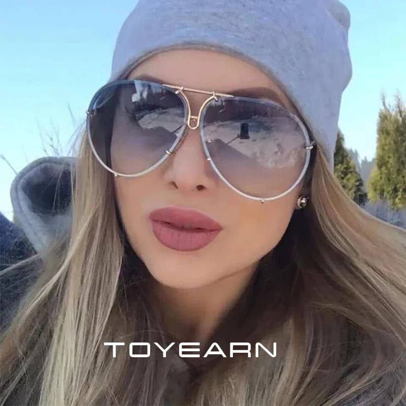 2025 New Fashion Pilot Sunglasses Women's Oversize Luxury Sunglasses For Women's Fresh Mirror Vintage Lady Sfumature Snails UV400