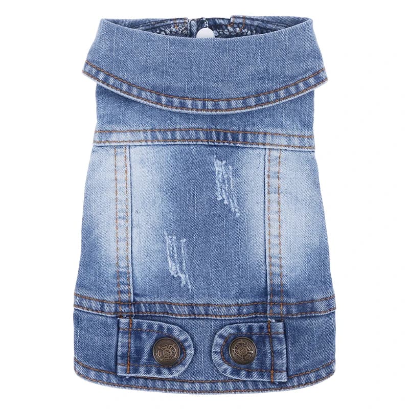 Giacca di jeans per cani da compagnia Vestiti per cani primaverili per cani di piccola taglia media Design Cucciolo di jeans lavati vintage Gilet Cappotto Bulldog Terrier