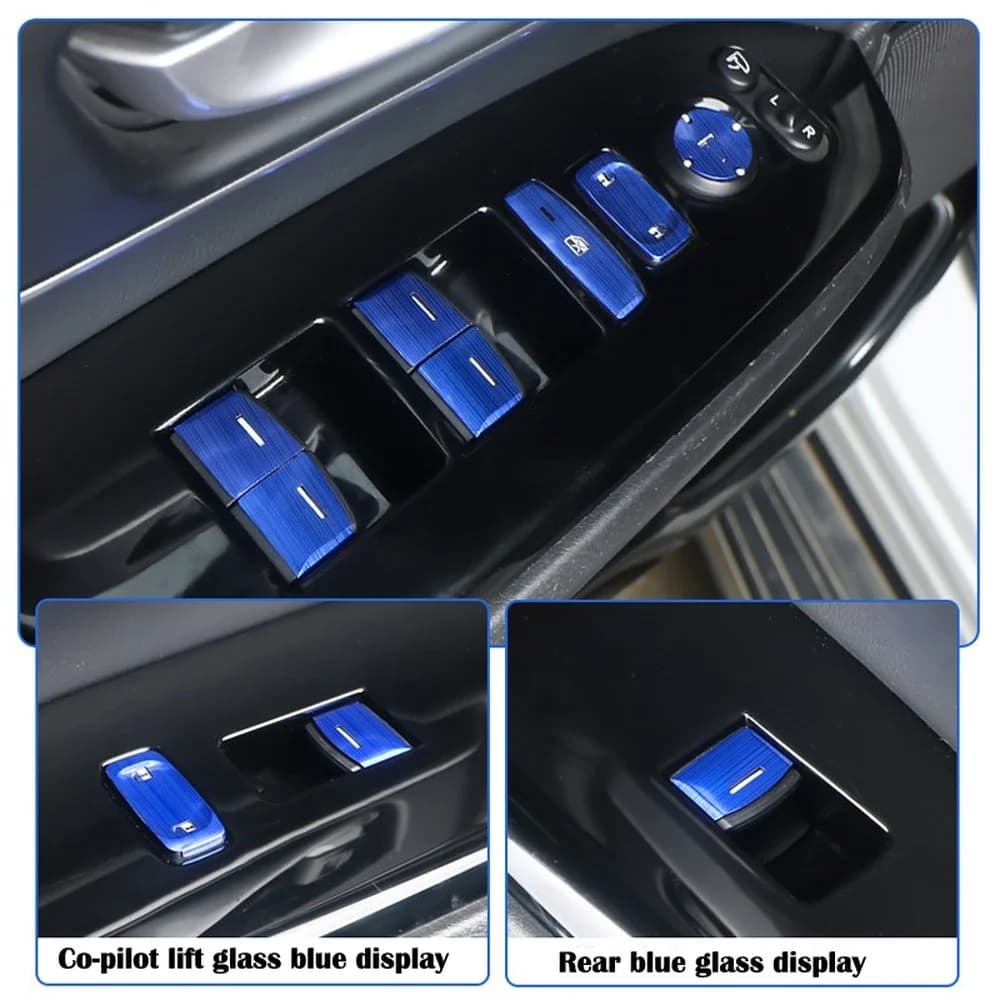 11Pcs Aluminum Alloy Window Glass Lift Switch Button Decoration Sticker Cover Trim For Honda CRV CR-V 2017-2021 Modified Parts