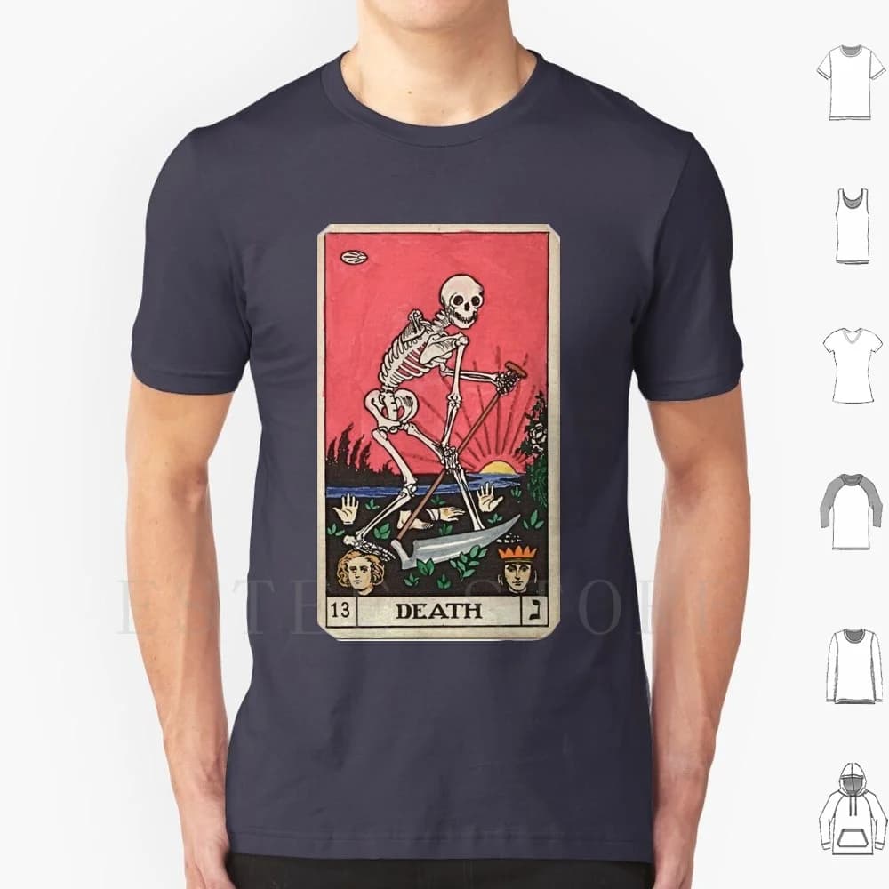 Tarocchi Carta Morte T Shirt Cotone Uomo Stampa fai da te Morte Tarocchi Psichico Futuro