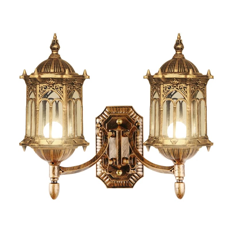 Lampada da parete per esterno a doppia testa in stile europeo lampada da parete per esterno lampada da parete per balcone con cortile impermeabile Villa retrò
