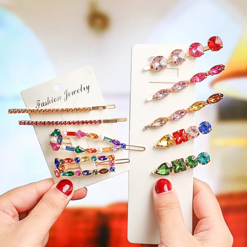 2020 Nuovo Multicolore Di Cristallo di Modo Dei Capelli Spille s Delle Donne Dei Capelli Delle Ragazze Pinze Bobby Spille Accessori Hairgrip Hairclip Copricapi Barrette