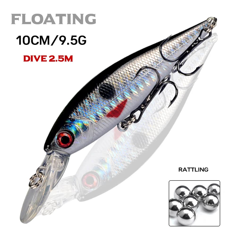 Vendita calda 10 cm 9g duro ciprinidi richiamo di pesca Topwater galleggiante Wobblers Crankbait Bass esche artificiali luccio carpa esche peche