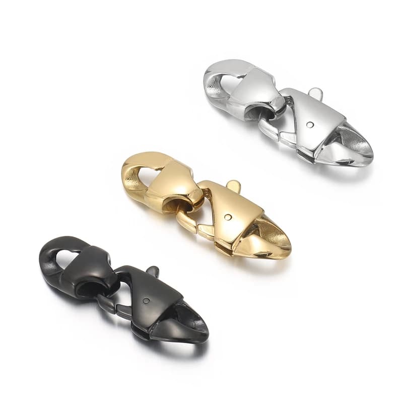 1set di nuovi risultati di gioielli in acciaio inossidabile a 3 colori con chiusura a moschettone 3 dimensioni ganci per collana e bracciale catena in vita fai da te