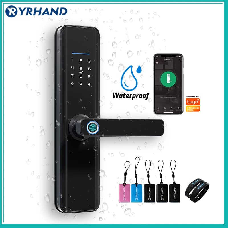 Tuya wifi Fingerprint impermeabile digitale biometrico NFC cerchiarezza password inteligente fechadura eletronica smart door lock