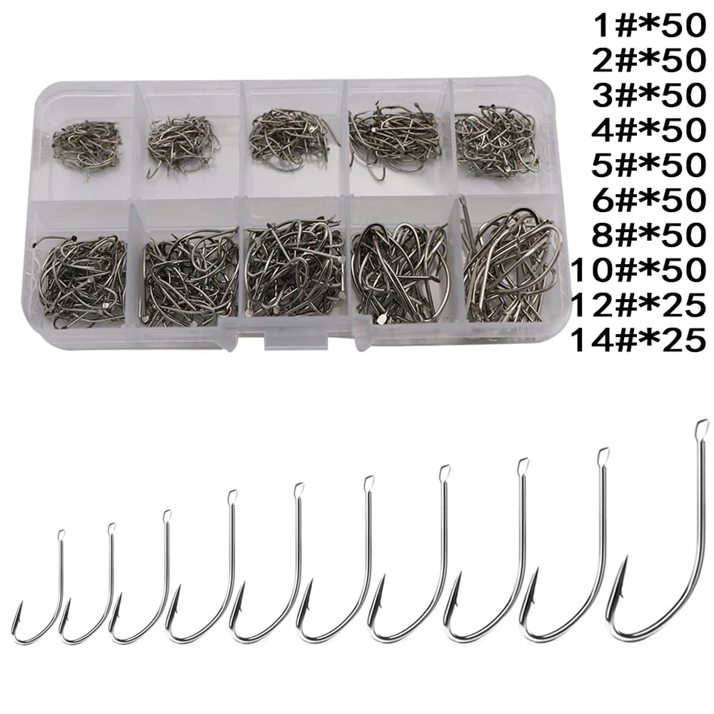 450 pz/scatola 1-14 # affilato Ultrapoint pesca carpa pesce Treble Circle gatto ami da pesca Set formati misti amo da pesca attrezzatura da pesca