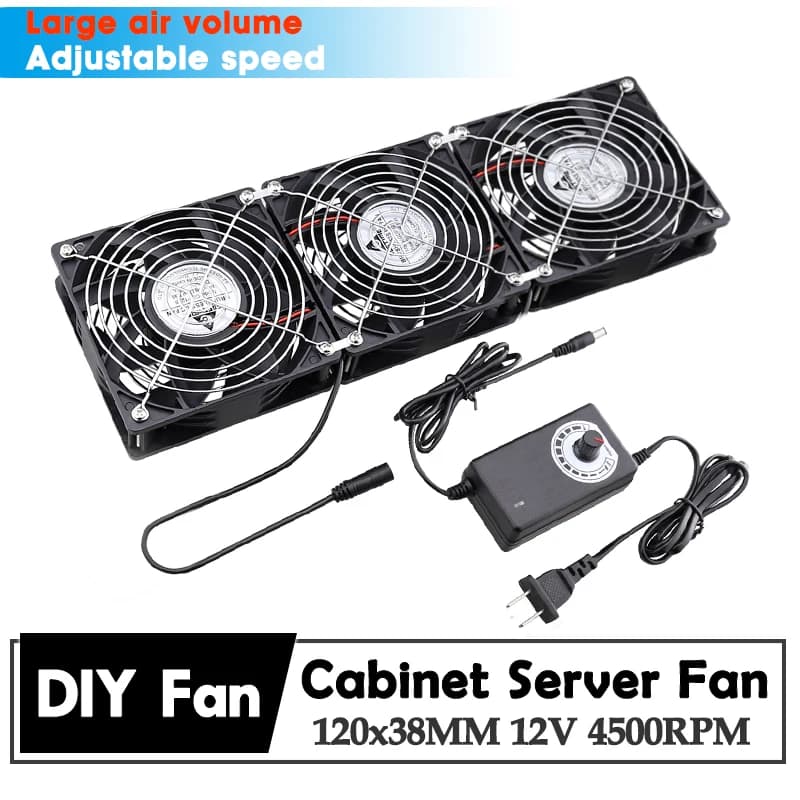 Gdstime 120mm 4500RPM High Speed Server Fan With Controller 12cm 12V 220V Btc Machine Chassis Workstation Cabinet Radiator Fan