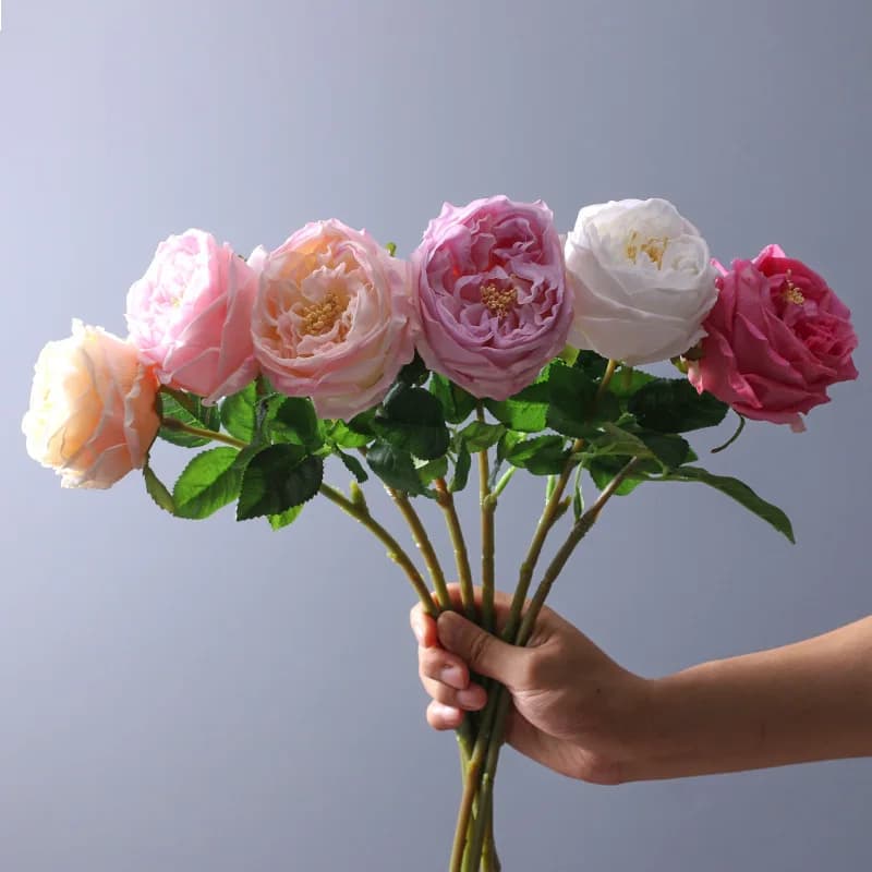 5pcs Artificial Rose Peony Real Touch Flowers for Home Table Decoration Wedding Bouquet Living Room Office Decor Fake Roses