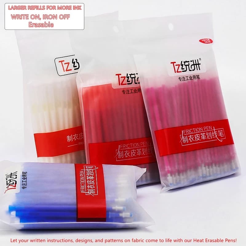 100 pz/set tessuto a scomparsa ad alta temperatura pennarello in pelle PU grandi ricariche per Quilting cucito e sartoria termocancellabile