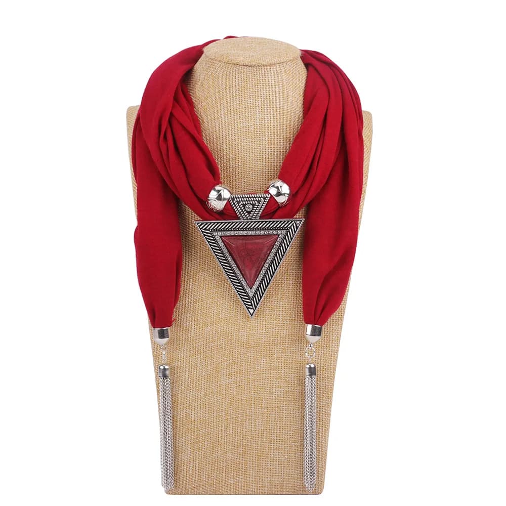 Sciarpa di ordito da donna Gioielli di moda Collana con ciondolo Sciarpa di ordito Donna Foulard Femme Sciarpe per la testa Accessori con ciondolo Hijab Sciarpa