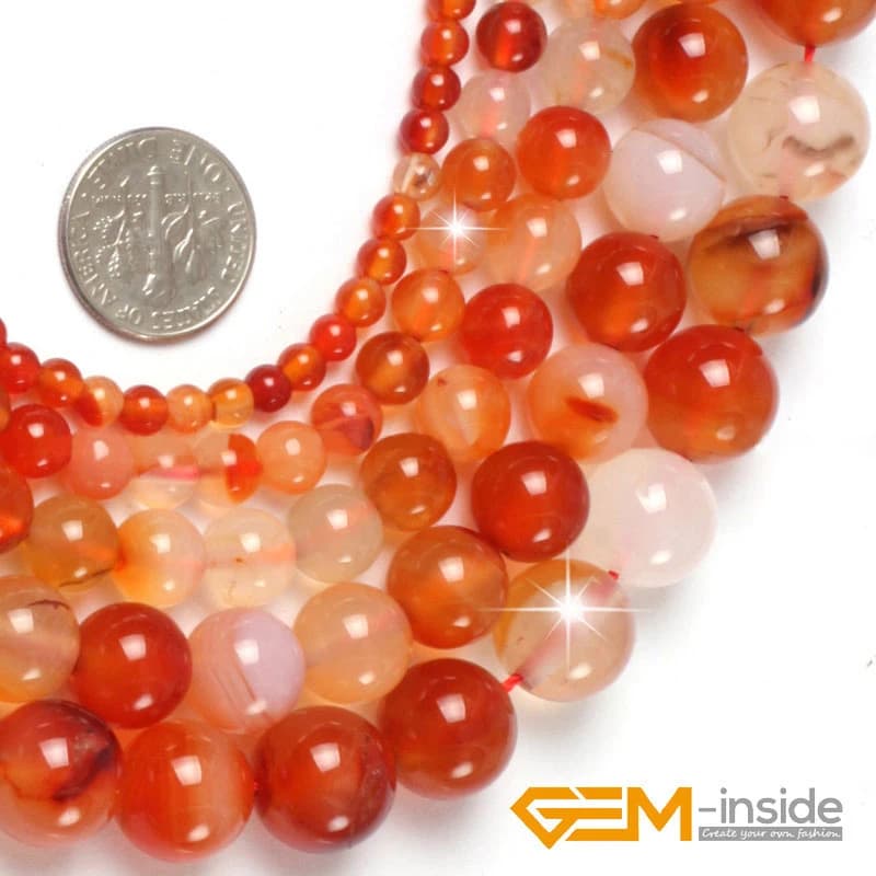 Branelli rotondi naturali della corniola rossa per la fabbricazione di gioielli Strand 15inch collana allentata del braccialetto di DIY 6mm 8mm 10mm