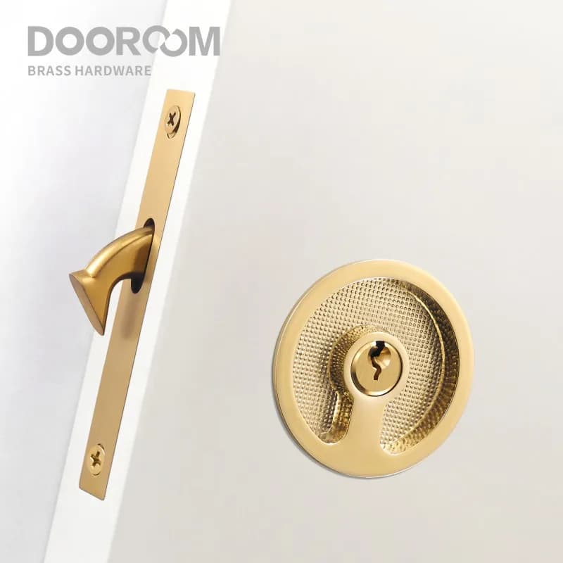 Dooroom ottone porta scorrevole maniglia serratura Set cucina bagno porta in legno moderno intarsiato Super sottile lucido PVD oro nero opaco