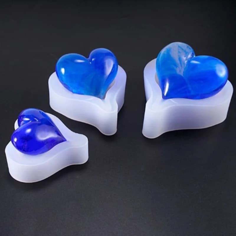 1 pz 3D a forma di cuore stampo in silicone resina epossidica portachiavi pendenti stampo sapone candele stampi per gioielli fai da te che fanno risultati