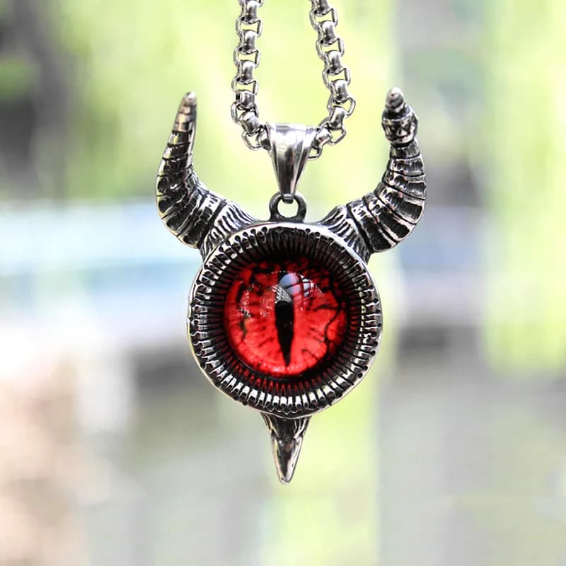 Vintage Lucifero Satana Collana in acciaio inossidabile Ciondolo da uomo Gotico Satana Demone Occhio Ciondolo Punk Hip Hop Gioielli pagani all'ingrosso