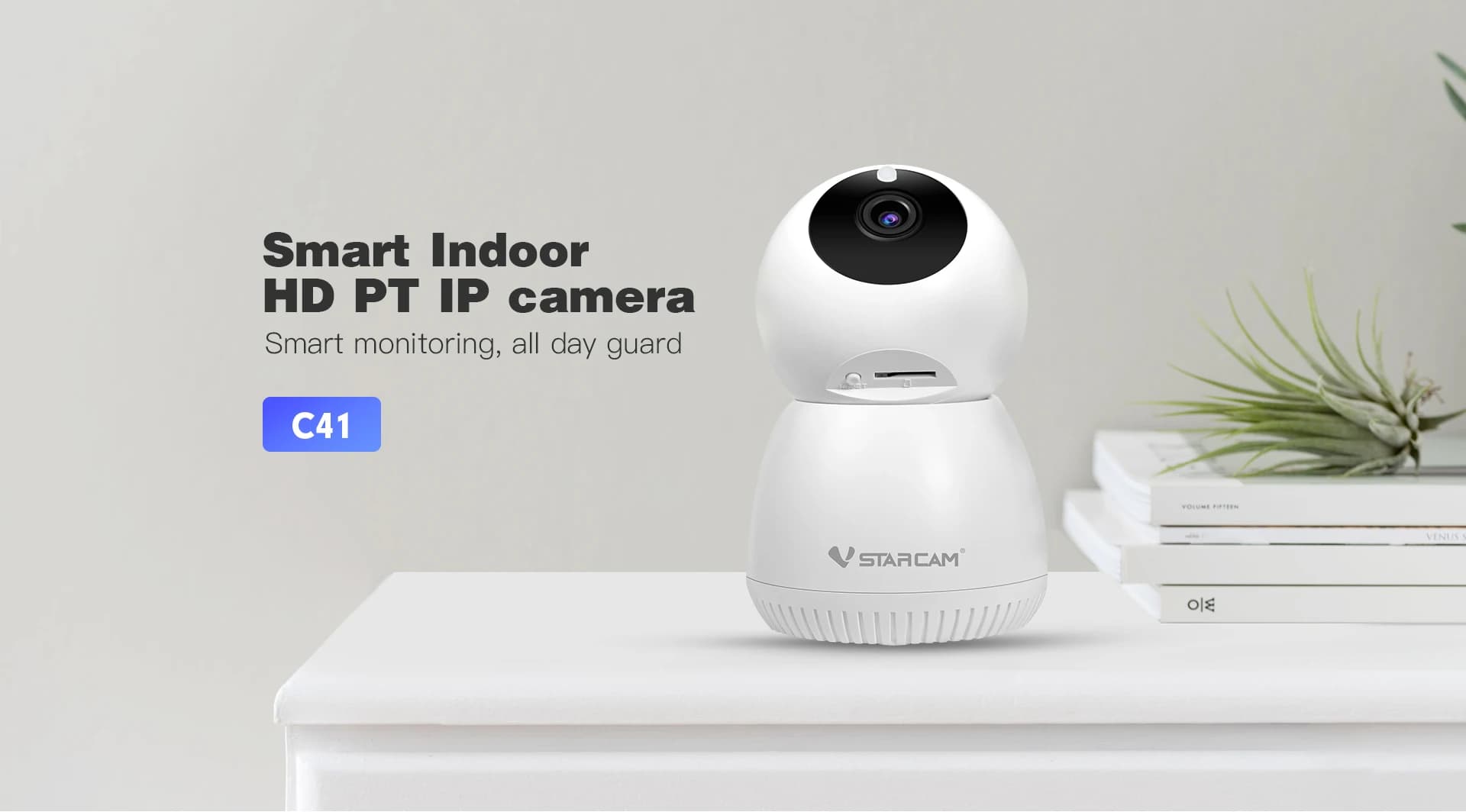 Vstarcm C41 Telecamera IP 2MP 1080P con Rilevamento Movimento AI, Allarme Fumo, Rilevamento Pianto, Baby Monitor