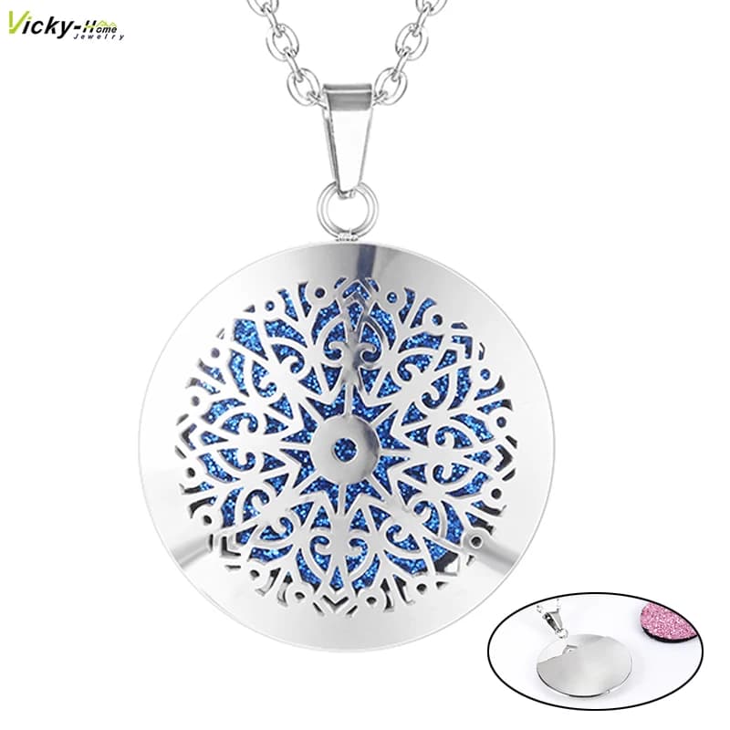 New simple aromatherapy diffuser of essential oils medallion perfume necklace for women 316L stainless steel medallion with felters