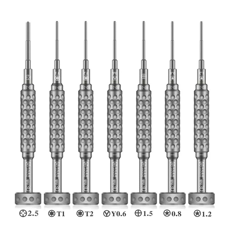 AMAOE AD-3D Manico in alluminio Cacciavite di precisione Punte magnetiche in acciaio S2 per iPhone Telefono Android Smontare strumenti di riparazione