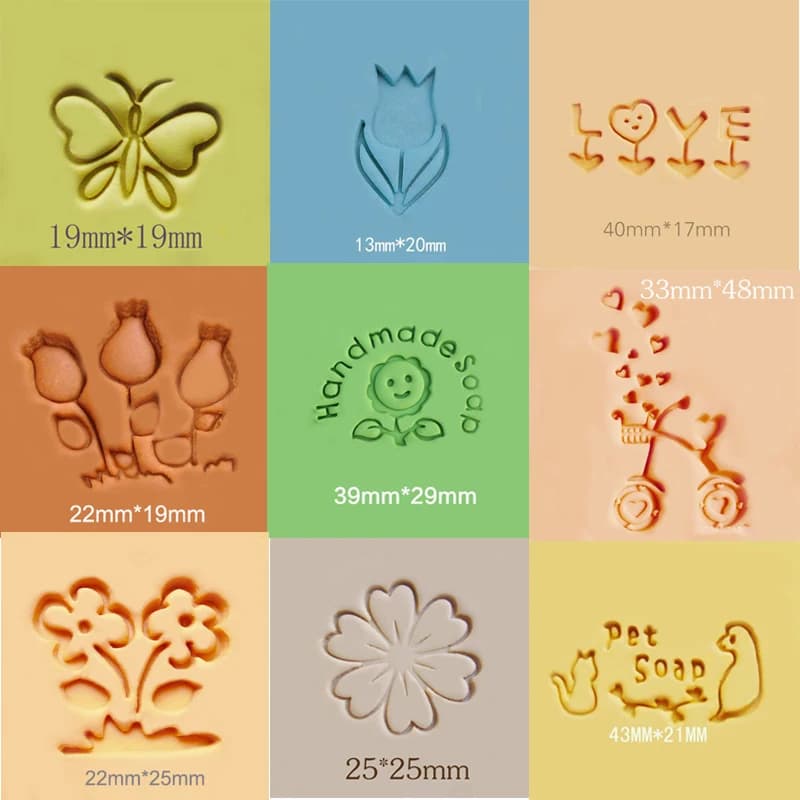 Stampo per timbro di sapone in resina fatto a mano Mini fai da te Sapone naturale Piante di fiori Modelli Capitolo di sapone Timbro acrilico per la produzione di sapone