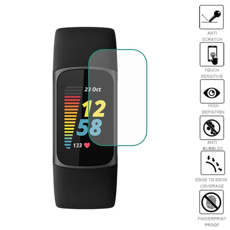 Pellicola protettiva trasparente in TPU morbido da 5 pezzi per Fitbit Charge 6/5/4/3 Smart Band Wristband Screen Protector Cover accessori Smartband