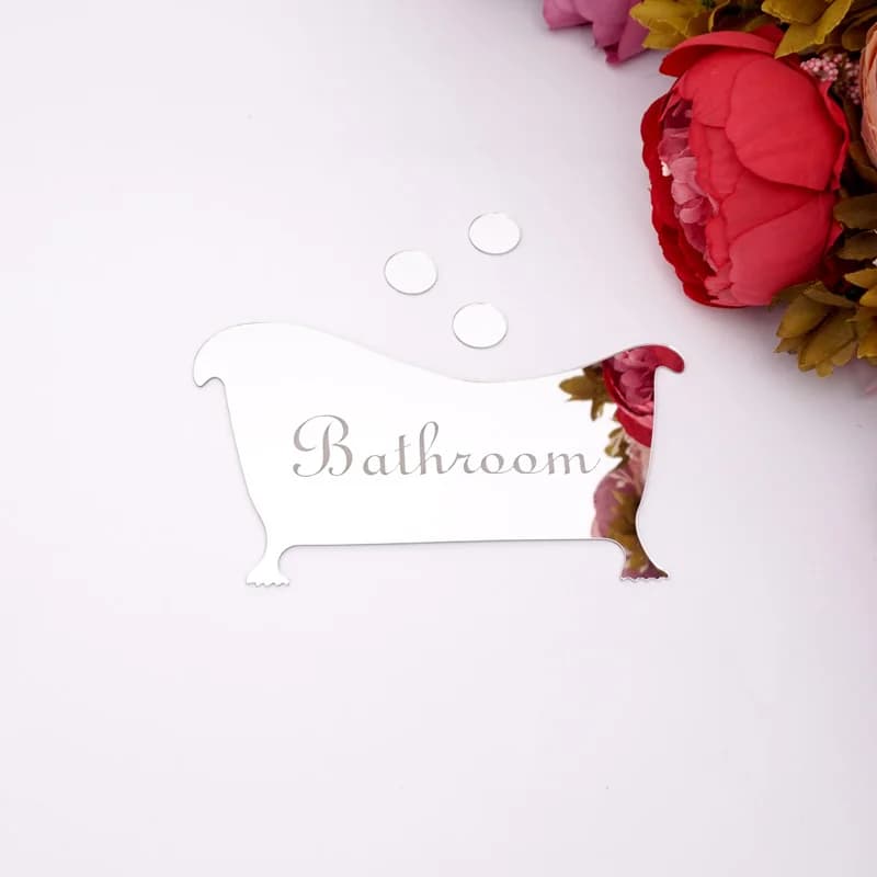 Segno d'ingresso del bagno specchio acrilico superficie porta/adesivo da parete negozio ufficio casa Cafe decorazione dell'hotel