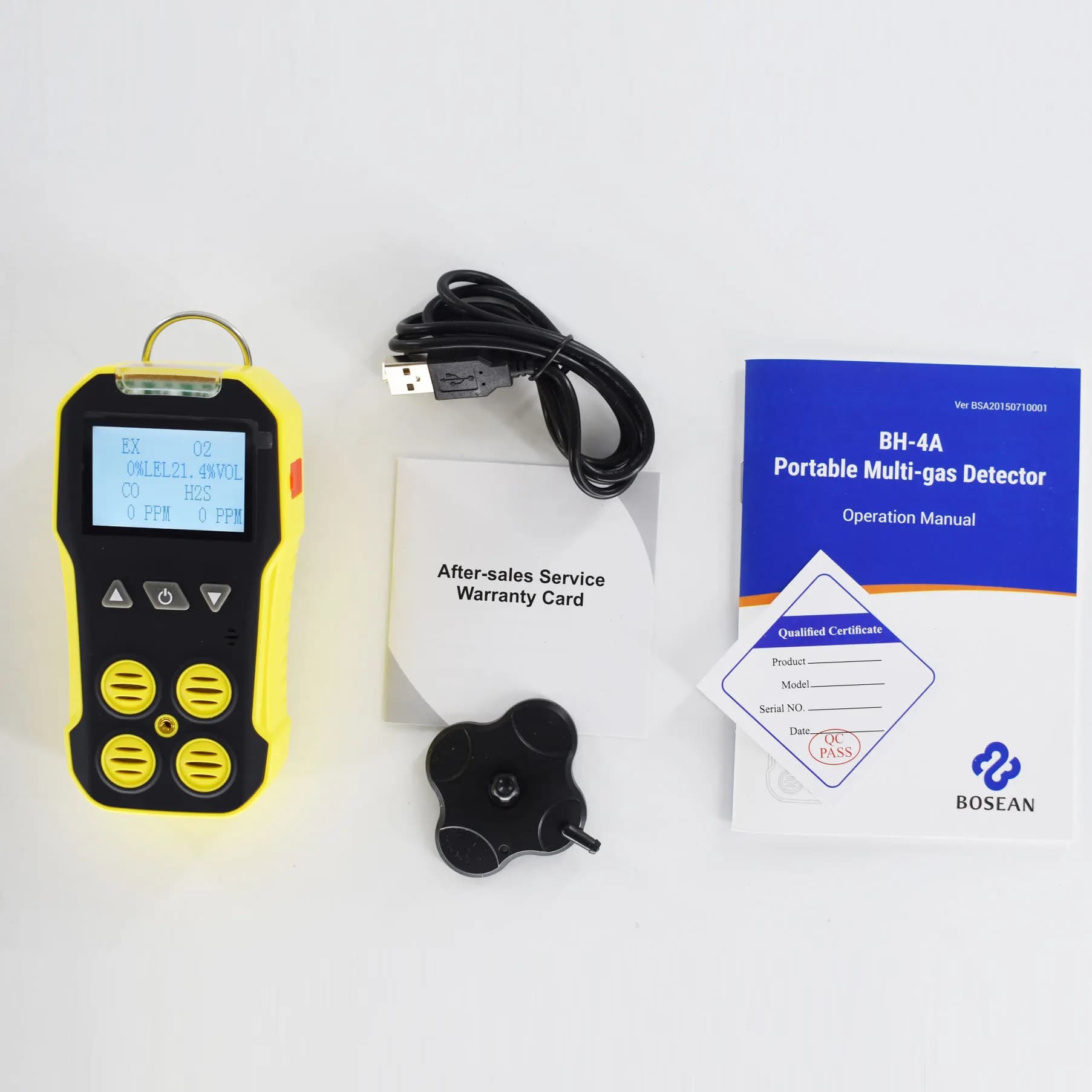 4 in 1 Portable Multi Gas Detector BH-4A Gas Tester O2 H2S CO LEL (CH4) Oxygen Carbon monoxide Hydrogen sulfide Combustible gas