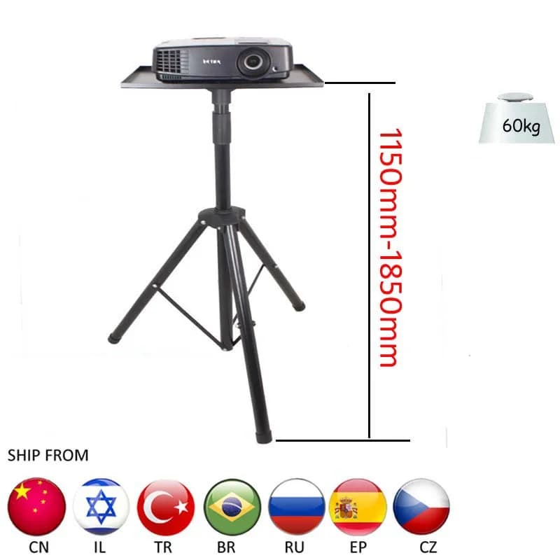 DL-PS3B 60KG 1150-1850mm staffa universale regolabile in altezza Supporto da pavimento per lettore DVD Supporto per treppiede per proiettore Supporto da pavimento per laptop