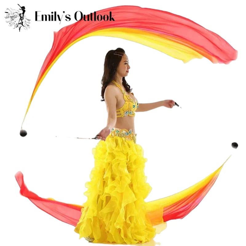 Velo di seta reale POI Streamer Palline lanciate Danzatrice del ventre Puntelli per spettacoli teatrali Accessorio per costumi di danza del ventre Flowy leggero