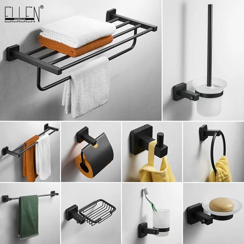 SUS 304 Acciaio Inox Satinato Nero Attrezzatue E Accessori Per Il Bagno Set Porta Asciugamani di Carta Supporto Del Tovagliolo Towel Bar Accessori Per il Bagno EL8900B