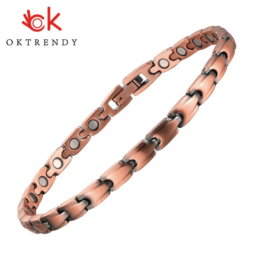 Bracciale per terapia magnetica sana per donna Braccialetti con ciondoli a maglie a catena in rame Bracciale magnetico Drop-Ship