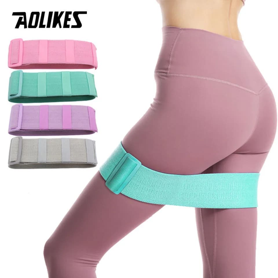 AOLIKES Fasce elastiche regolabili per bottino all'anca Fasce antiscivolo spesse con striscia interna per gambe fitness Glutei