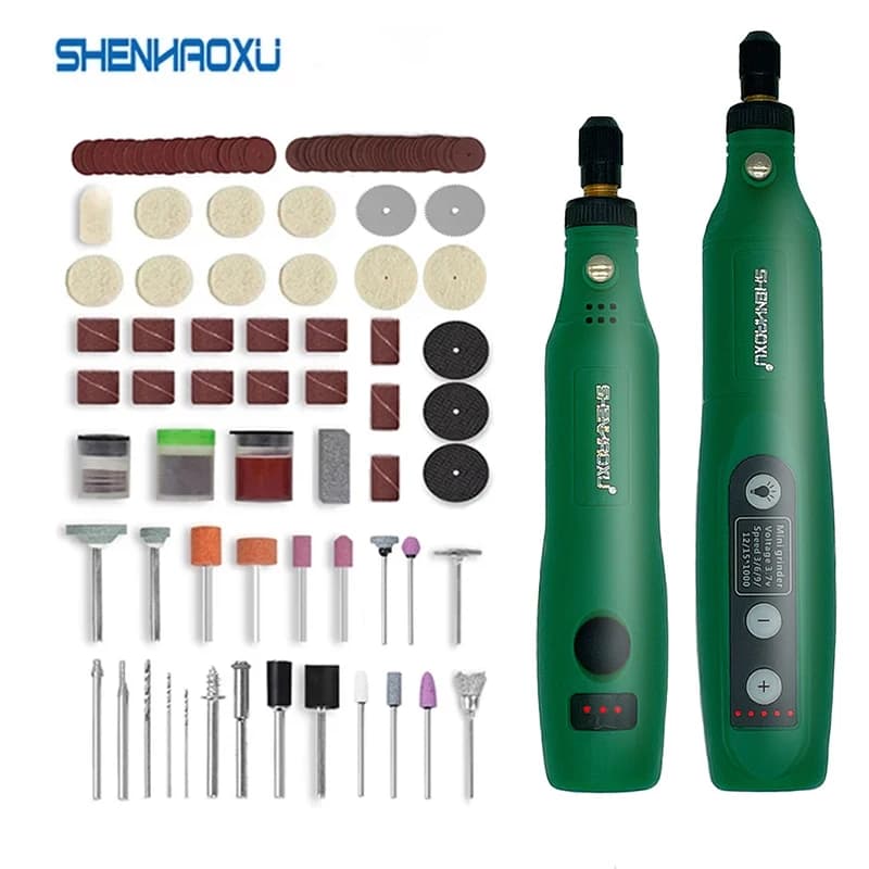 Set smerigliatrice elettrica trapano avvitatore a batteria utensile rotante penna per intaglio del legno per incisione di fresatura caricatore USB 3.7V utensile elettrico a LED